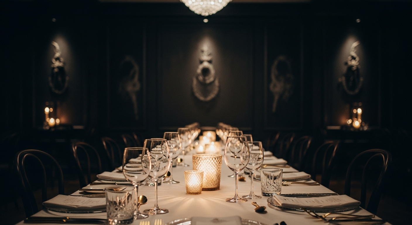 Beautifully prepared private party table by Alexander Pierce Restaurant